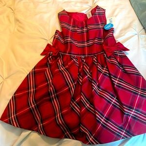 Girls Holiday dress size 4T.beautiful rich red with plaid.